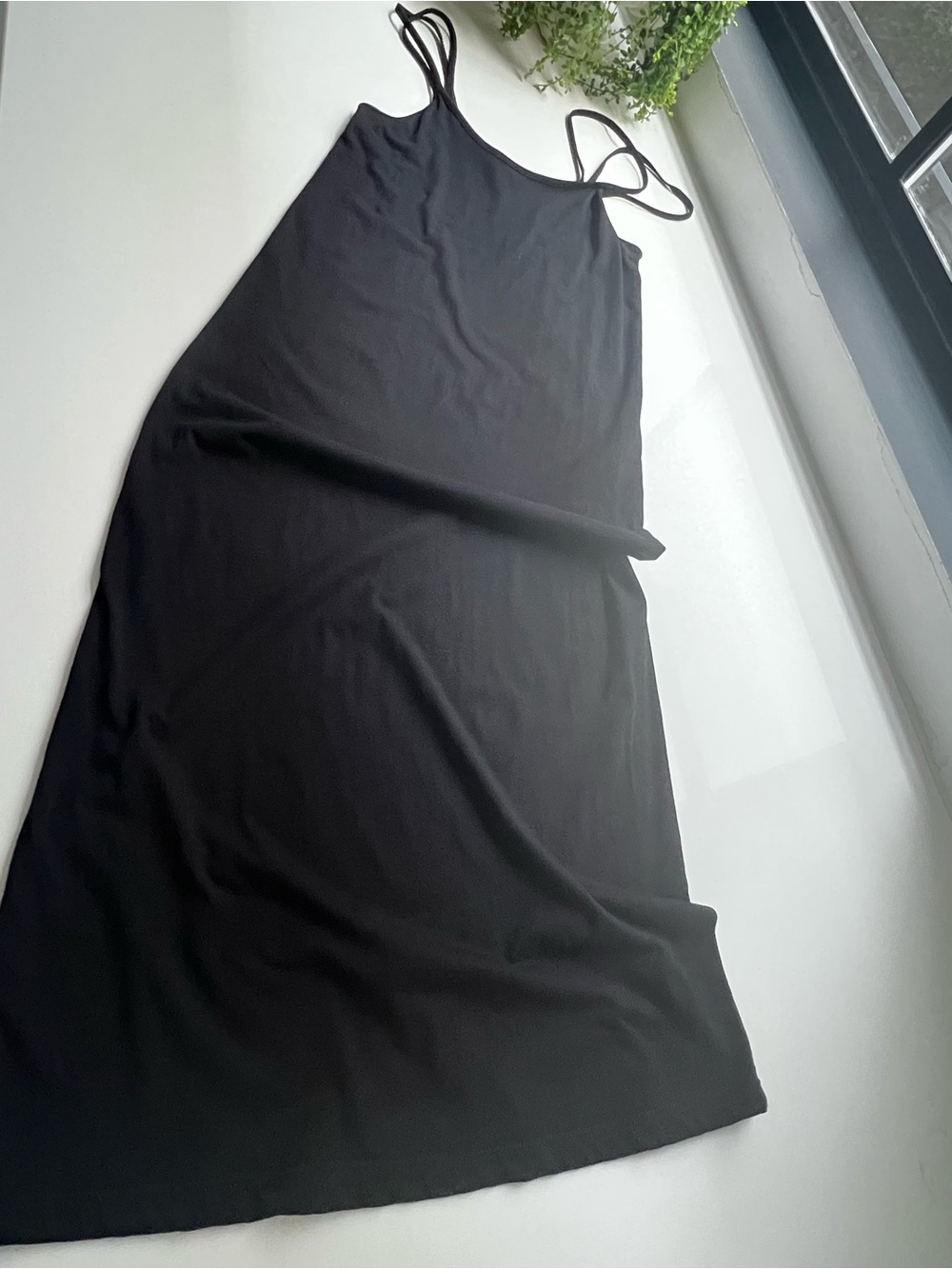 Skin Black Double Spaghetti Strap Dress Women Size 1 ( S)